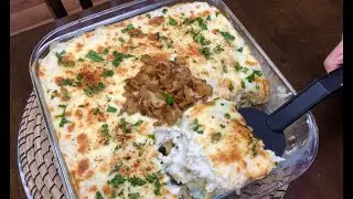 صينية بطاطا بيوريه بحشوة الدجاج والفطر وطبقة من الباشاميل #رمضان