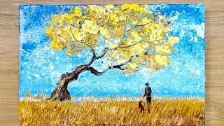 How to draw a man walking dog / Aluminum painting techniques
