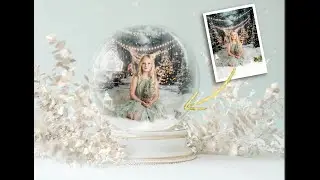 How to add your images to our Pastel Snow Globe Digital Backgrounds in Photoshop