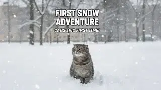 Кот впервые видит снег! Катание котика на санках