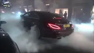 CLS 63 AMG MASSIVE BURNOUTS and loud sounds in London!