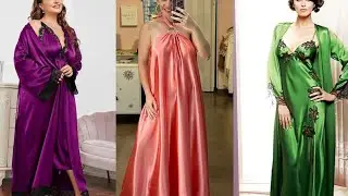 most beautiful adorable woman silky night gown designing
