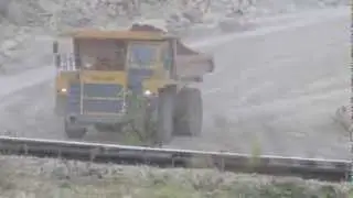 BELAZ-7555 in limestone open pit mine in Russia. БелАЗы-7555 в карьере ОАО 