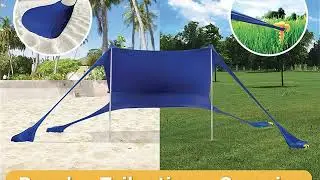 SUN NINJA Pop Up Beach Tent Sun Shelter with Sand Shovel, Ground Pegs,and Stability Poles,