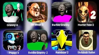 Mr Meat 3, Barbie  , Poppy 3, Baldie , Rainbow Friends 2