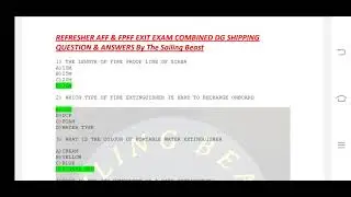 Refresher AFF & FPFF Exit Exam DG Shipping Questions With Answers Combined Set 4