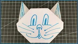 Origami cat for children. A simple diagram of a cat from the A4 paper.
