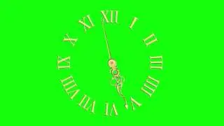 Clock 12 hours Free Green Screen Speed 60x  Gold HD