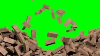 Green Screen exploding wall, free footage for use in video editing software.