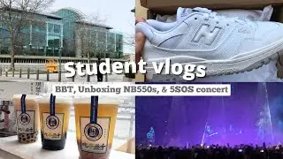 student vlog | UBC spring classes, unboxing NB 550s, & 5SOS concert