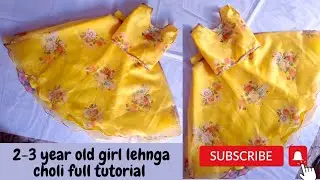 2-3 year old girl lehnga choli cutting and stitching-lehnga choli full tutorial-umbrella cut lehnga