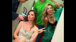 Люся Чеботина и Агата Муцениеце на съёмках фильма 