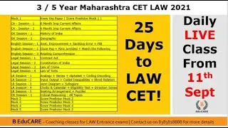 25 days to LAW CET 2021 - 3/5 Year MH CET LAW 2021