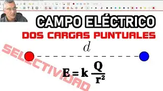 Dos cargas puntuales. Campo eléctrico. Selectividad. Física.