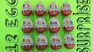 12 NEW  Kinder Surprise Eggs!! Over 20 mins of unwrapping and fun!!