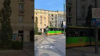 POZNAN | City tram 🚊 on Plac Wolności square  - 4K  #trams
