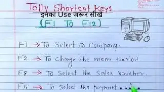 Tally shortcut keys | F1 to F12 |shortcut keys use in tally