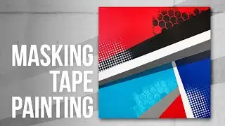 Masking Tape Line Painting Demo / Abstract 4k Art Demonstration / 085