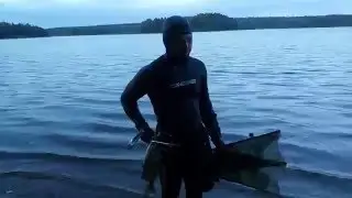 Подводная охота на озере Сапшо ночью