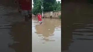 Bairro de VG acorda com ruas e casas alagadas; moradores usam canoa e até caixa d'água