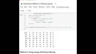 Will be day and will be code.  Transition Matrix.  Python Code. 