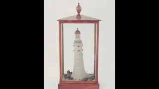Rare Antique Mahogany cased Cork Model of a Lighthouse
