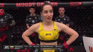Veronica Hardy reacts to her introduction by Bruce Buffer