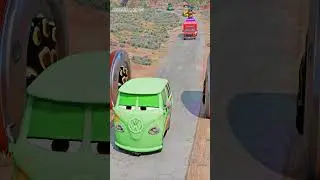 Weird Cars Crossing Two Giant Slap Hand Panda in Bollards in BeamNG.drive