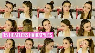 15 Quick & Easy HEATLESS Hairstyles!!