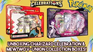 UNBOXING LANCE'S CHARIZARD (x2) & MEWTWO V-UNION COLLECTION BOXES! | Pokémon CELEBRATIONS