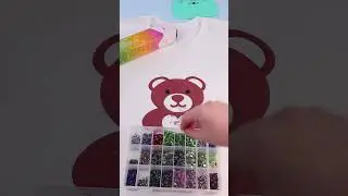 Custom the bear T-shirt,heat press the puff htv, and fill the rest with hotfix rhinestones. #shorts