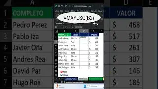 Cambiar datos a Mayúsculas utilizando la fórmula MAYUSC en Excel #excel #exceltips #excelblue
