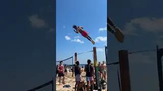 hero flips over crowds at the beach ☠️
