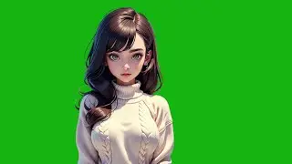 cartoon girl green screen video | girl anime green screen video