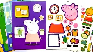 Peppa Pig and Friends Scene Sticker Book Makeover|Paper DIY Decorate❤️小豬佩奇拼圖場景貼紙