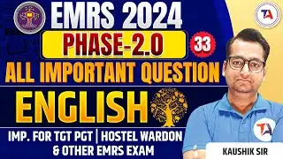 EMRS New Vacancy 2024 | EMRS English | ALL IMPORTANT QUESTION | EMRS 2024 Phase 2.0 Vacancy |Part 33
