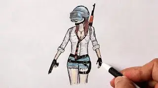 How to draw Pubg character | Drawing Pubg girl from pubg game