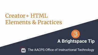 Creator+ HTML Elements & Practices