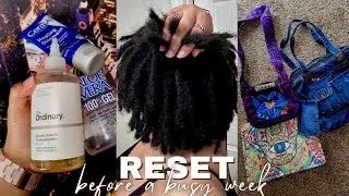 reset routine vlog: new job, loc maintenance, skincare, & new thrifted bags.