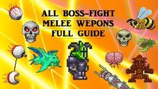Terraria 1.2.4 All Boss-Fight  MELEE WEAPONS (with guide)