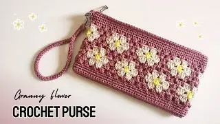 Crochet flower granny purse ( subtitles )
