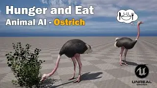 Animal AI Eat with Ostrich in Unreal Engine 5 - Ostrich AI part 2