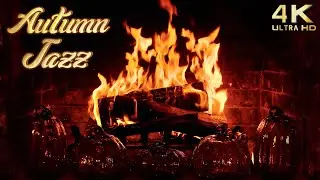 🔥 Cozy Autumn Fireplace & Jazz Music Ambience