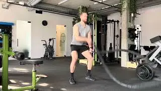 Battle Rope Single Swings + Squats
