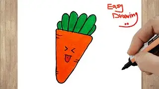 How to draw a cute carrot step by step | DRAWING A CUTE CARROT  EASY