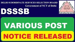 DSSSB New Notice Released | Subham Sen