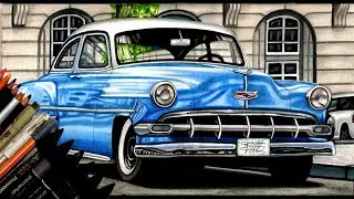 Realistic Car Drawing - Chevrolet Bel Air - Time Lapse - Drawing Ideas