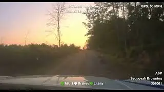 Arkansas State Police Sequoyah Browning chases BMW down dirt road on 09/08/22