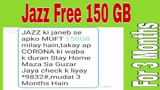 Jazz free 150 GB For 3 Months 100% Prove Mobilink Free Code 2020