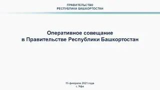 Оперативное совещание в Правительстве Республики Башкортостан: прямая трансляция 15 февраля 2021 г.